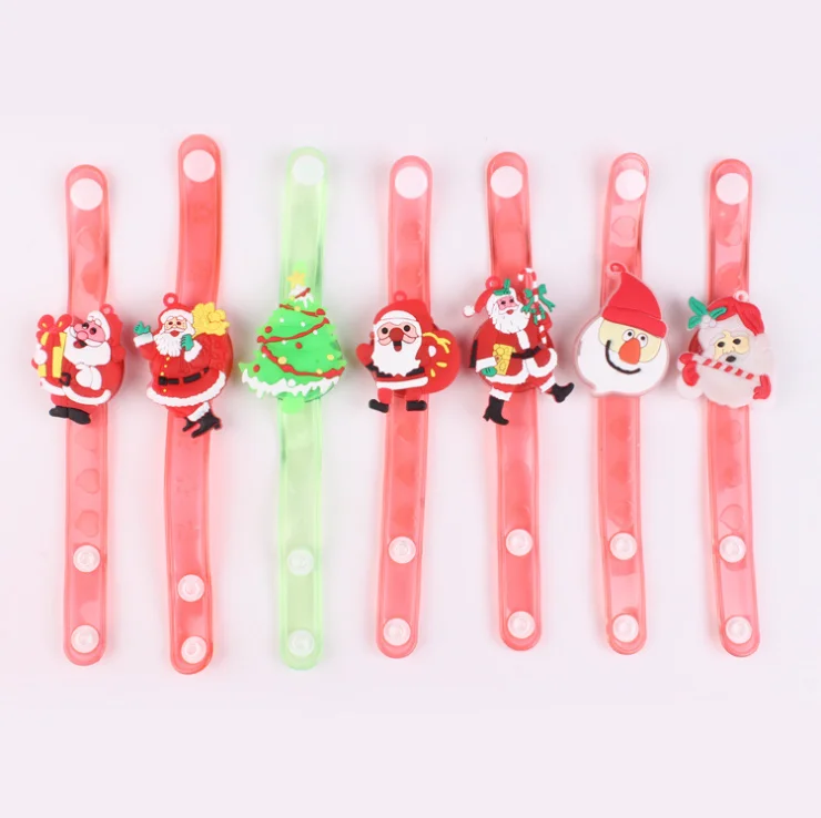 
Christmas cartoon light up rubber bracelets colorful watch LED Flashing Light Luminous Bracelet for children kids toy 