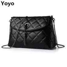 Yoyo!Plaid Small Fringe Embroidery Clutches Women Crossbody Black Bag Quilted Flap Shoulder Bag Women Messenger Chain Tassel Bag