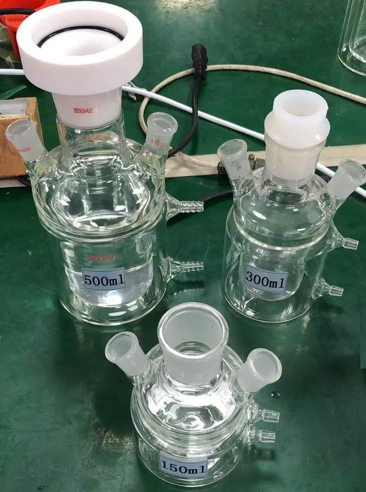 Закрытый двухслойный реактор объемом 500 мл обтянутый стакан для ультразвукового гомогенизатора