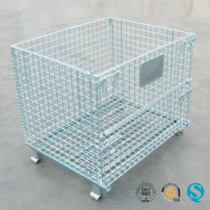 
Stainless steel wire mesh container steel folding storage cage box 