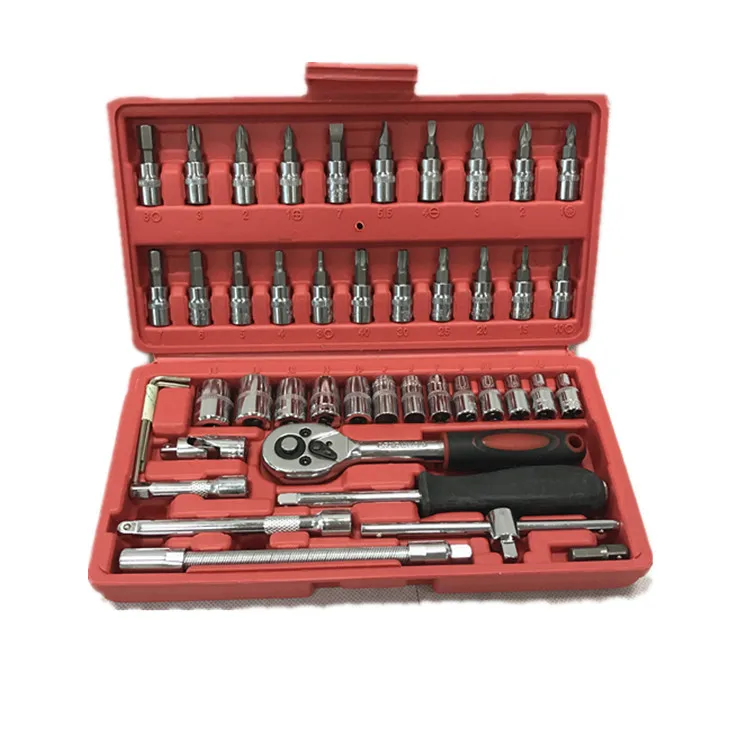 46PCS China Industrial Mini socket ratchet wrench set 1/4 socket set screwdriver head Auto bicycle Repair tools