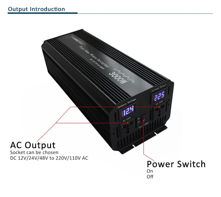 
dc to ac 12v 24v 110v 220v pure sine wave 5000w inverter 