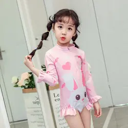 Оптовая продажа От 1 до 7 лет купальный костюм с защитой от УФ лучей с длинным рукавом пляжная одежда