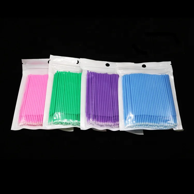 Melason Wholesale 100 Pieces One Pocket Grafting Eyelash Cotton Swab Semi-Permanent Tattoo Beauty Cleaning Stick