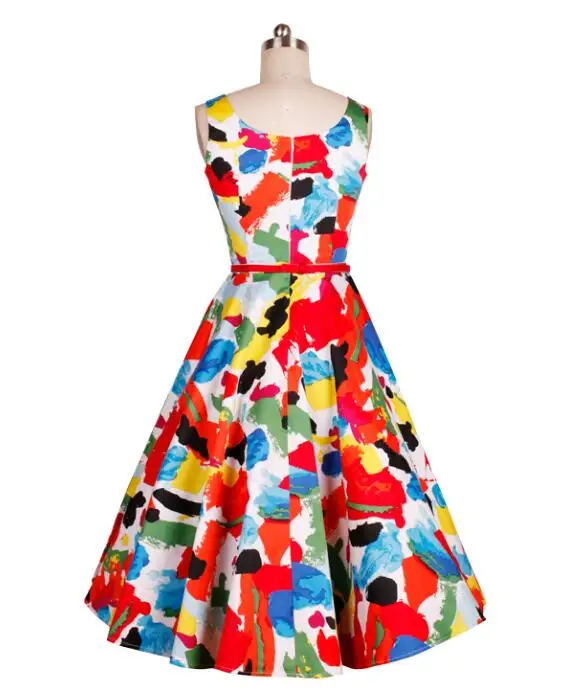 Vintage dress colorful color ship collar a word collar trumpet skirt B010