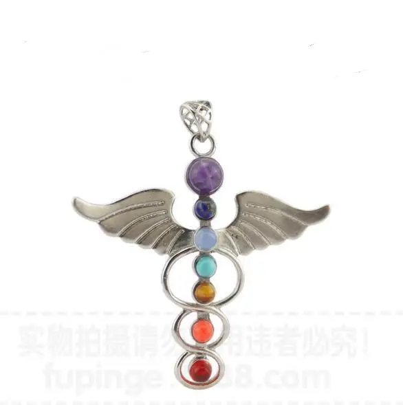 FPG001 Huilin jewelry 7 Chakra Cho Ku Rei Reiki Power Symbol Yoga Pendant Jewelry 3D Symbols Stone Charms Pendant wholesale