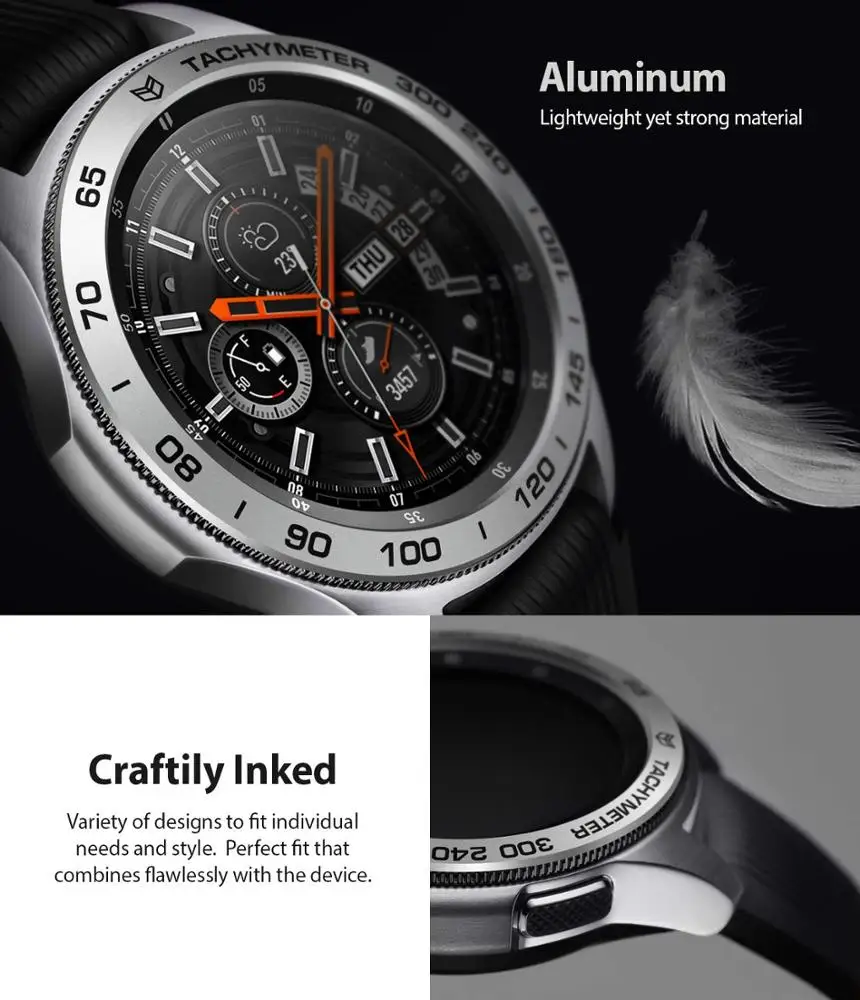 Classic Bezel Ring Adhesive Cover Anti Scratch Aluminium Protection Watch Bezel for Galaxy Watch 46mm