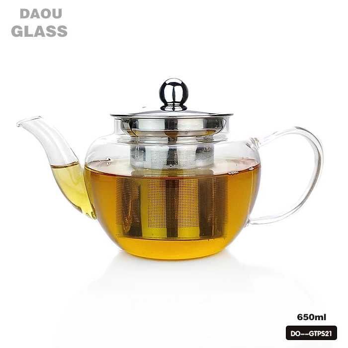 600ml Borosilicate Glass Teapot with stainless steel strainer for loose leaf tea flower tea