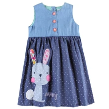 Meninas vestem roupas das meninas nova crianças roupas de verão vestidos casuais para meninas apliques de coelho sem mangas roupa das crianças H6295
