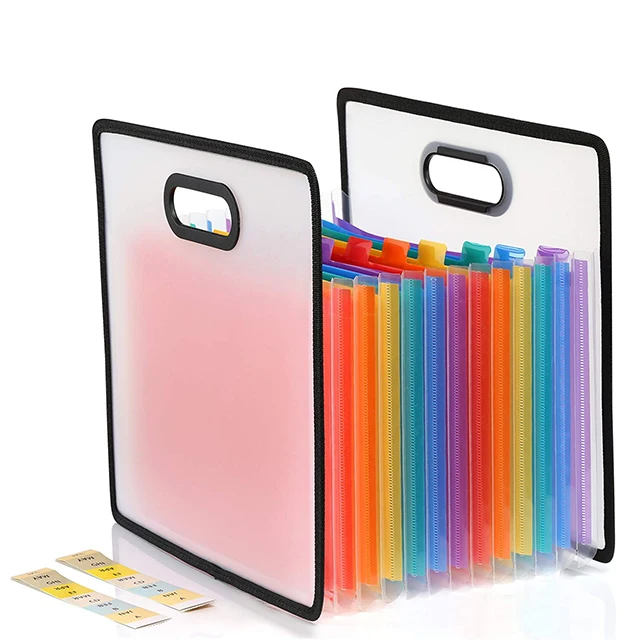 Customized Colorful Expanding File Folder Portable PP Organiser A4 Size Classify Expanding File Folder