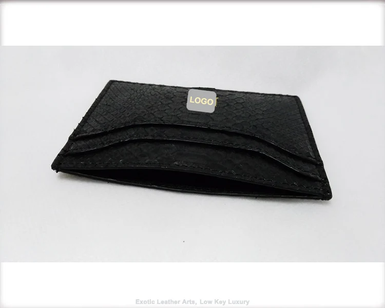 Unique design exotic real python skin leather card wallet holder black