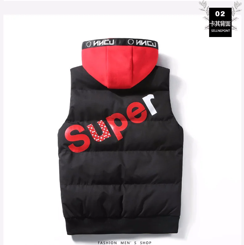 OEM Мужская зимняя молния на молнии, лента с принтом, стеганая куртка и жилет из хлопка.