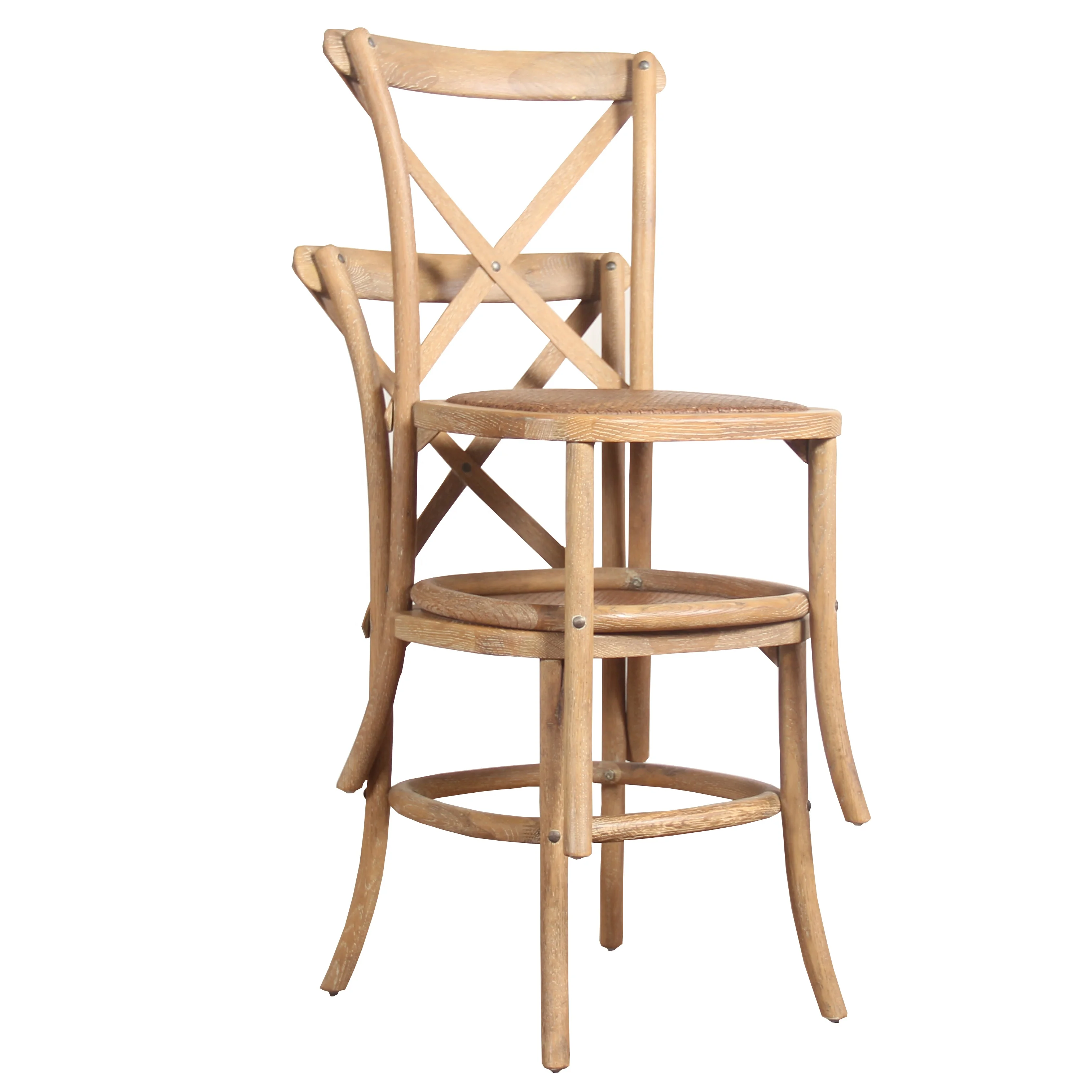 
Antique style outdoor event chair hotel rental cross back wood chair 