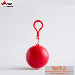 disposable rain ponchos with keyring ball,  keychain ball poncho raincoat