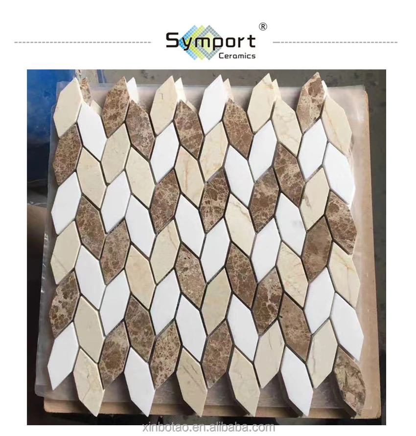 leaf shape white marble mosaic tiles backsplash price