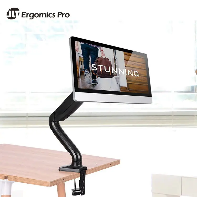 Gas Spring Aluminum Ergonomic Single LCD Monitor Desk Mount Stand
