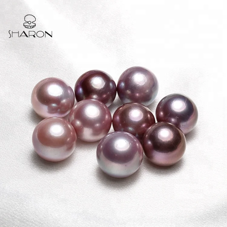 
For Real Pearl Necklace Making Sharon 15-16mm Huge Round Purple Natural Cultured Freshwater Loose Pearl Edison Pearls 