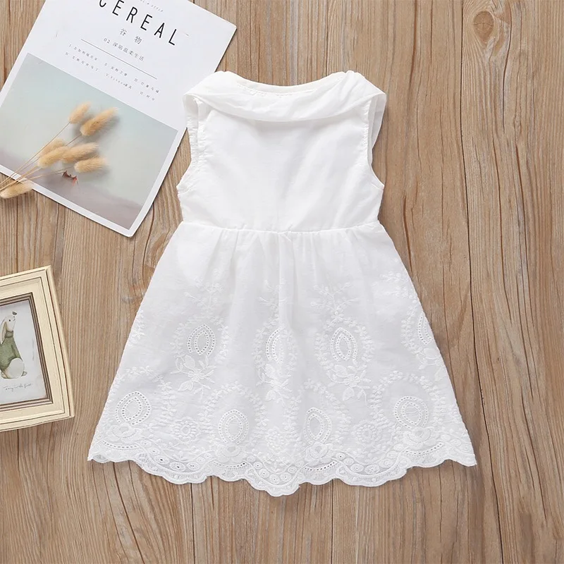 Boutique Wholesale Sleeveless Solid Backless Bow Baby Girl Dress Princess Summer Dress