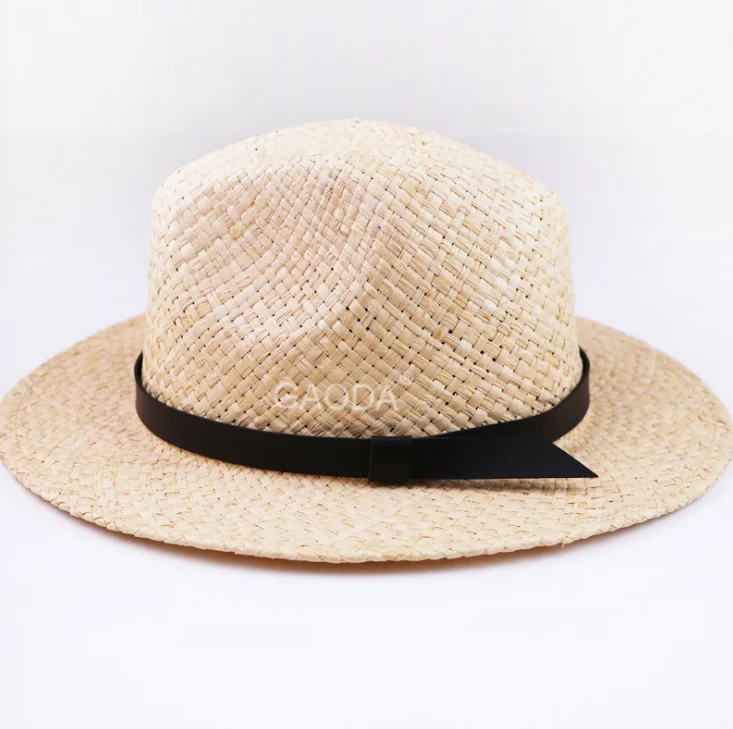 Factory supply natural raffia straw panama style hat