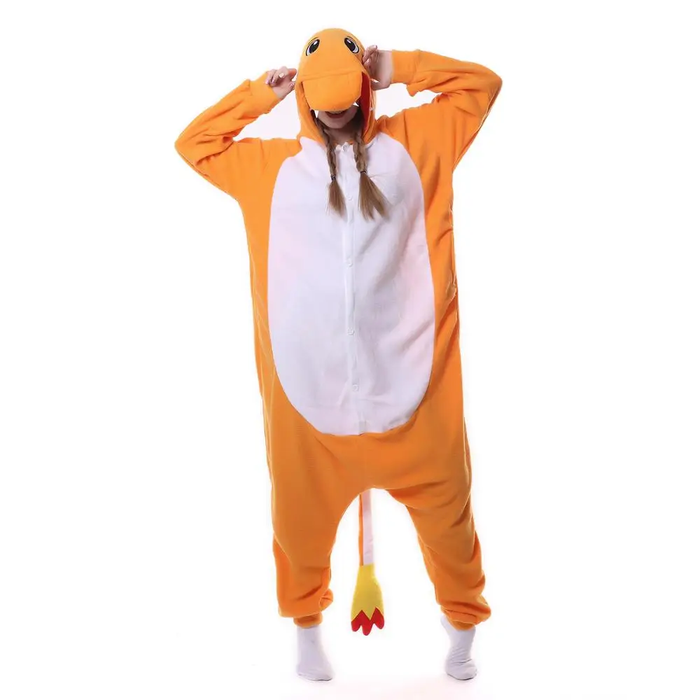 Cute Fire Dragon Pajamas Polar Fleece Fabric Costume dress