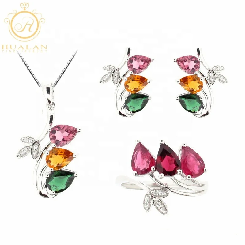 
Latest Wholesale 925 Sterling Silver Sets Pendant Earring Ring Guangzhou Fashion Jewellery 