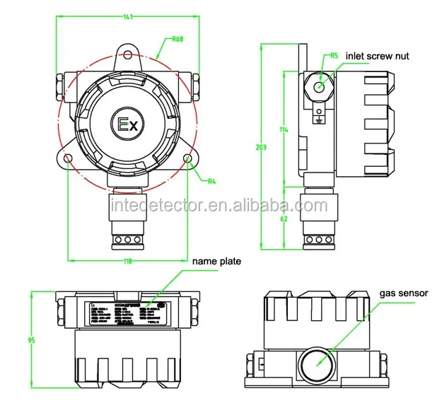 Online fixed H2S gas detector applied to hydrogen sulfide gas transmitter pipeline