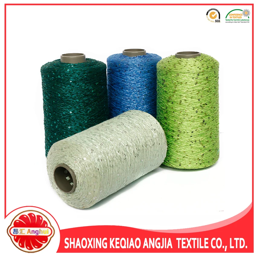 
Supplied by the gold medal supplier brushed spangle cotton yarn of sequins 