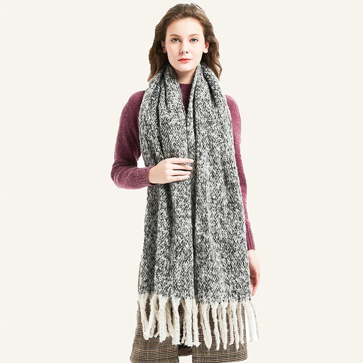 
Thick Plain Winter Warm Oversized Big Fringe Scarf Shawls Oblong Scarves 