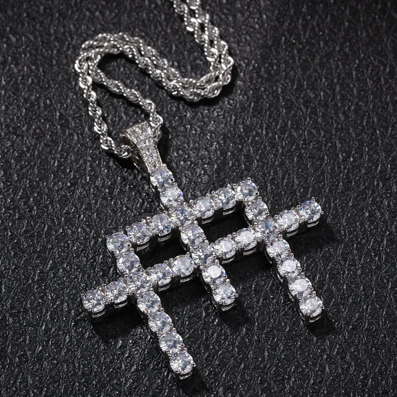 
Misterjewelry gold color inverted sterling silver rhinestone cross pendant 
