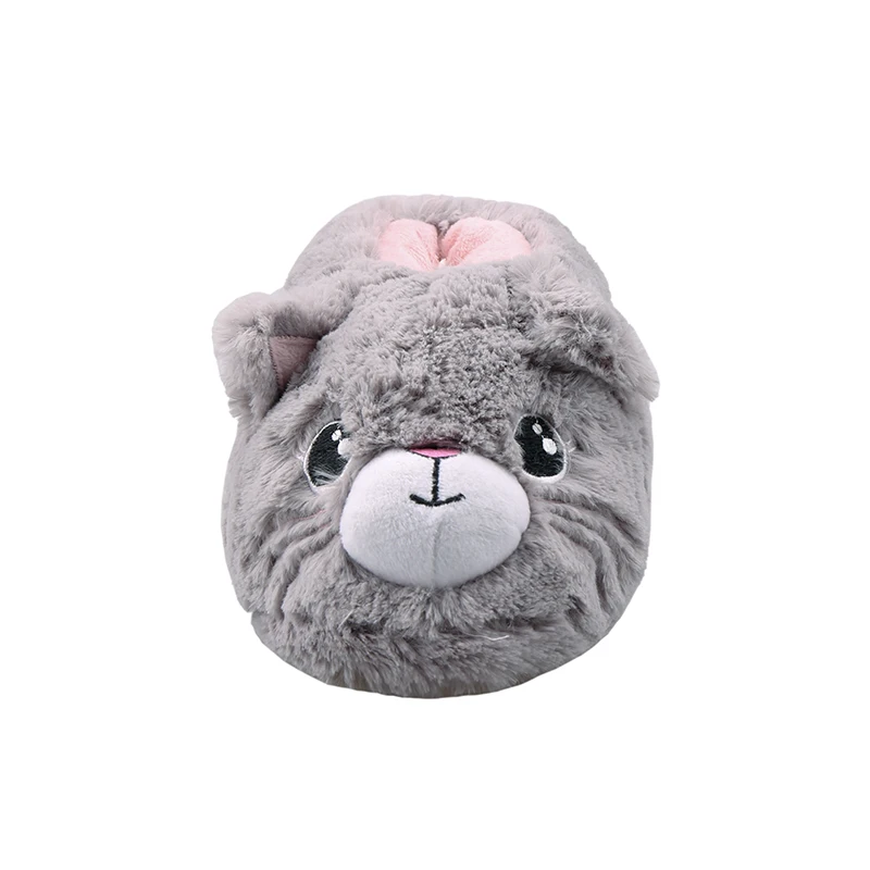 Factory direct custom 3D plush animal indoor winter fur slippers for women