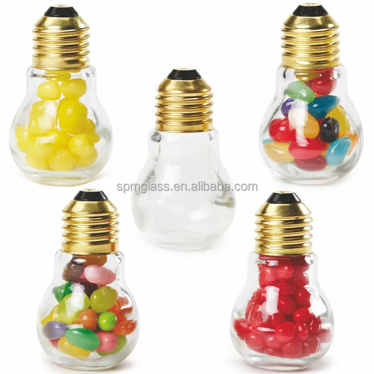 glass light bulb shape candy jar with lid
