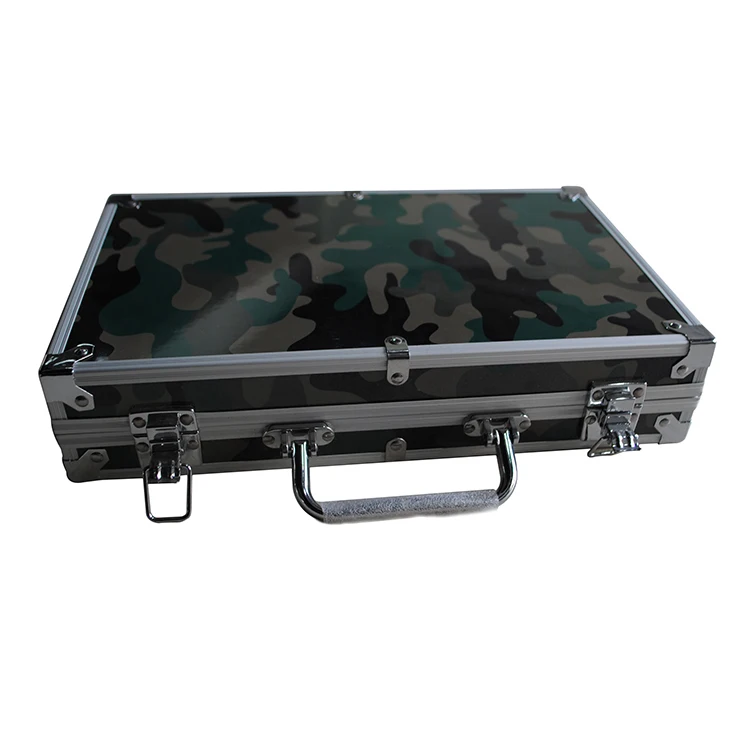 Camouflage multi custom aluminum 200 poker chip set briefcase