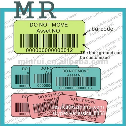 Custom Anti-tamper Labels Printing Adhesive Destructible Asset Serial Numbers Barcode Sticker QR Code Labels
