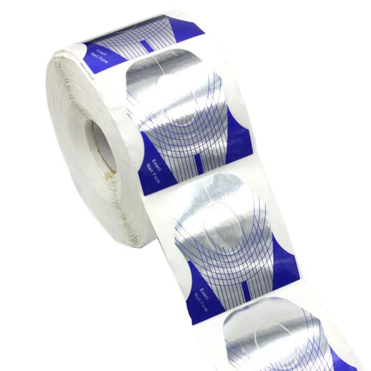 Индивидуальный дизайн, 500 шт./рулон, синие и серебряные подковы, точные многоразовые акриловые наклейки, моделирующий Гель-лак, форма для наращивания ногтей
