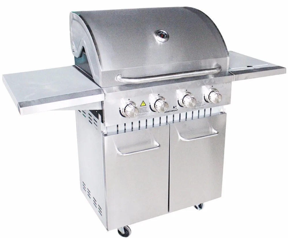 S.S. 4 Burner Stainless steel BBQ Gas Grill patio garden barbecue grill easy clean offset smoker BBQ oven