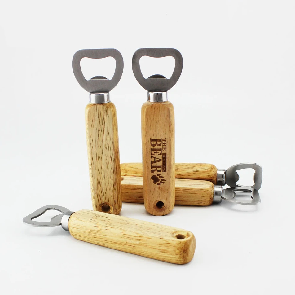 Best selling customized wooden handle beer bottle opener