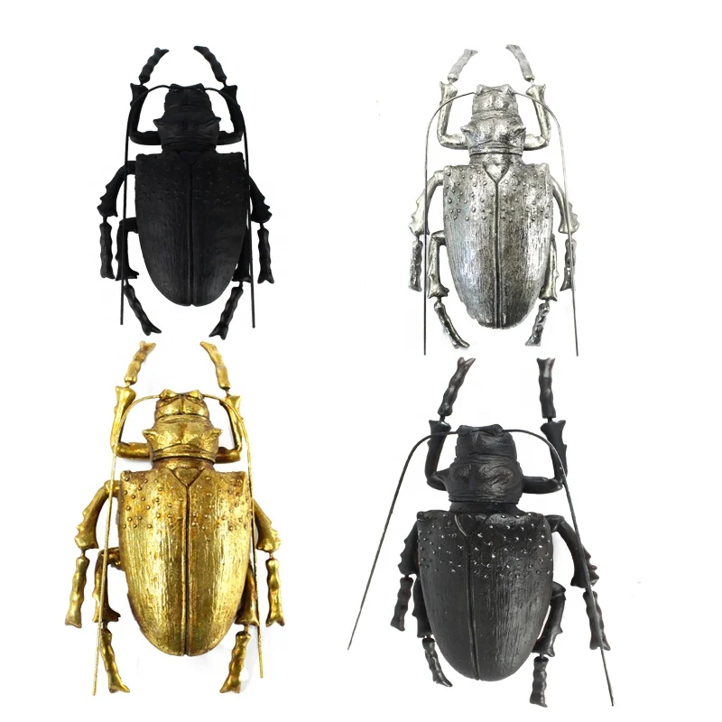 3D New Resin Beetles Sculpture Insect Home Decor with Metal Base Gifts