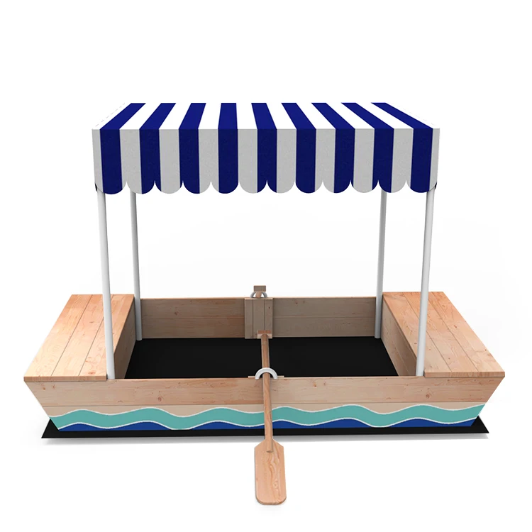 Garden Beach Lawn Backyard Kids Boat Wooden Sandbox for Children Playground