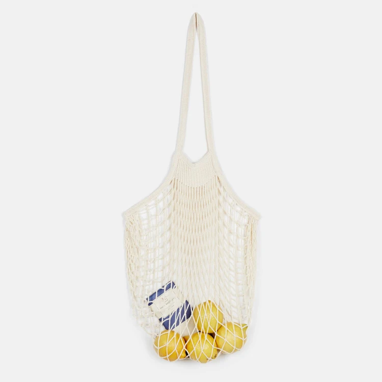 China Factory Made France Design Reusable Packing Authentic Fruit Knitted String Market Cotton Mesh Bag Shopping Net Bag