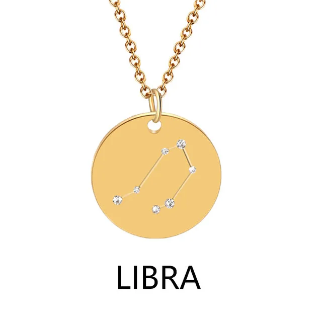 Hot Sale 2021 Fashion Jewelry 12 Zodiac Signs Necklace In Stock Sale High Quality Stainless Steel Pendant Necklace