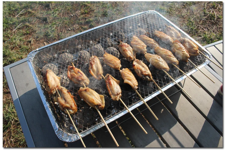Portable Aluminum One-time Use Disposable Grill Instant BBQ Grill With Wire Rack Barbecue Grill