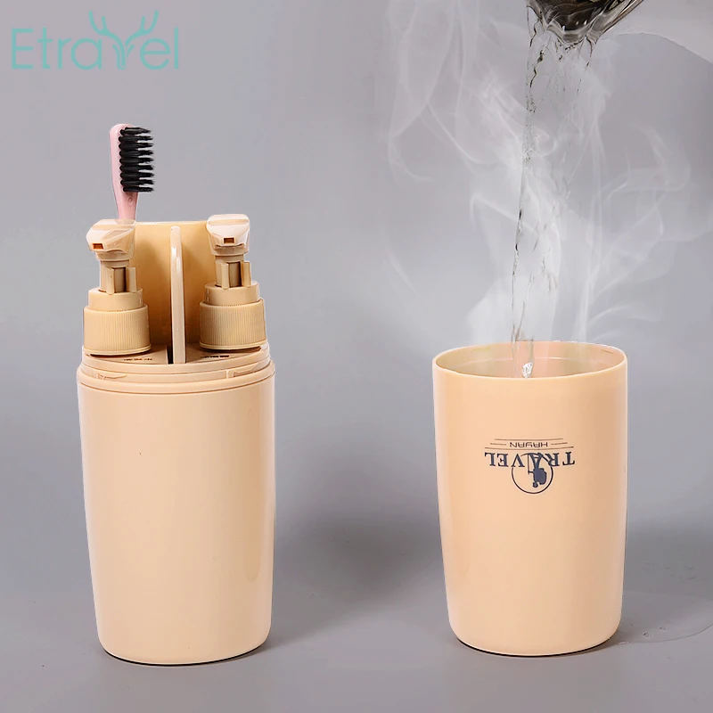 Promotion travel gift item 4 in 1 business gift set with comb sub bottles tooth brushing cup