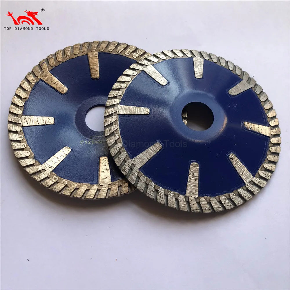 Diameter 5 inch Turbo Diamond Contour Saw Blade With Concave Disc For Curve Cutting Granite Marble Sink