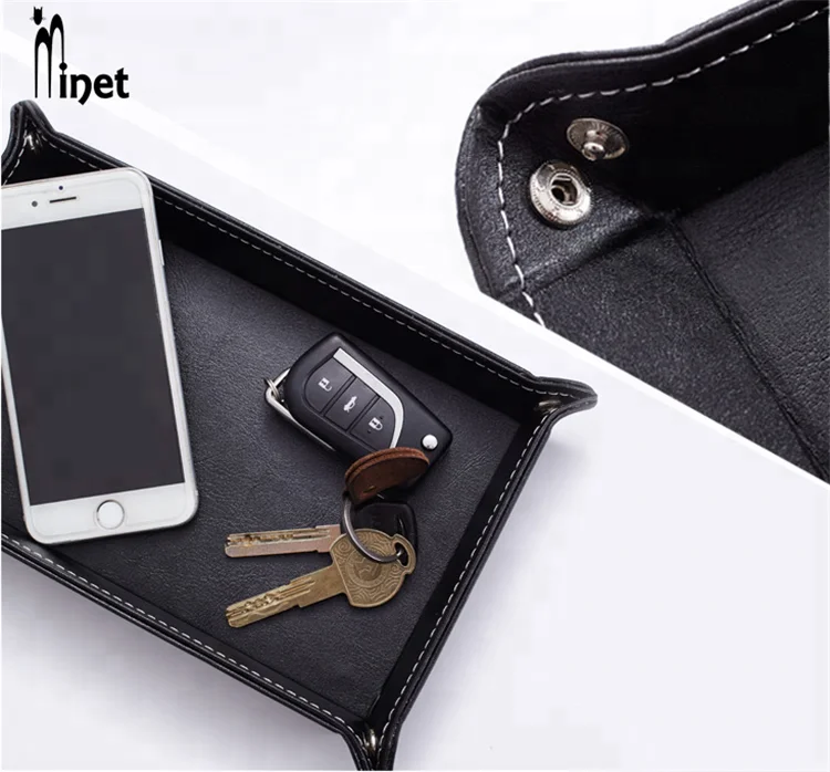 Новый дизайн, оптовая продажа, съемный модный Подарочный органайзер для ювелирных изделий, часы с ключом для монет, поднос для хранения фальшивой кожи