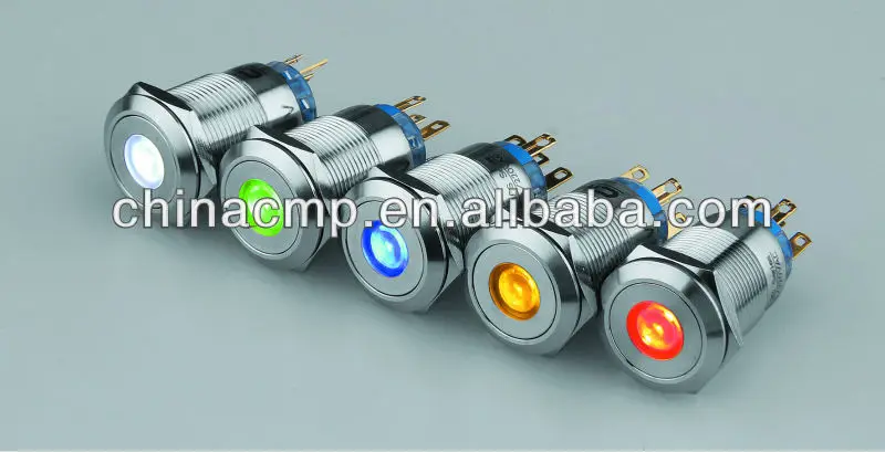 Export high quality 19mm ip67 1NO1NC LED backlit momentary metal switch