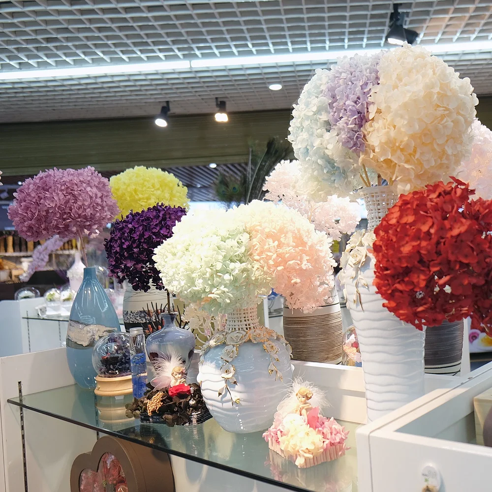 Natural Dried Hydrangea Flowers Bouquet artificial hydrangea Stems For Wedding Centerpieces Home