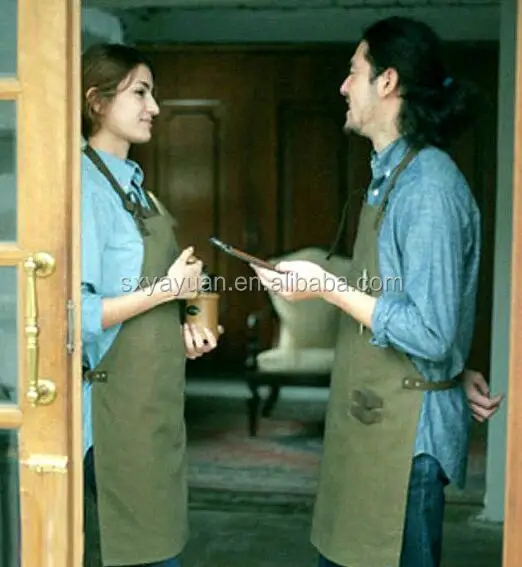 Wholesale cheap waterproof striped design waxed canvas apron