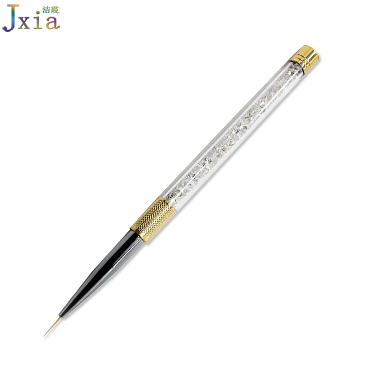 Jiexia Factory Supply Gold Metal Gel Nail Art Brush Crystal Rhinestone Style Nail Detail Liner Painting Brush