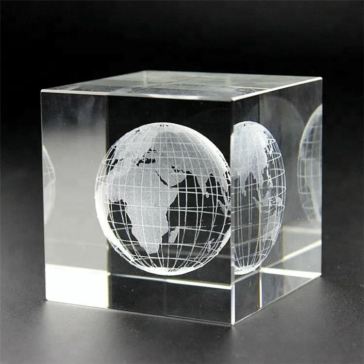 Promotional various 3d printing blank solid in clear glass cube