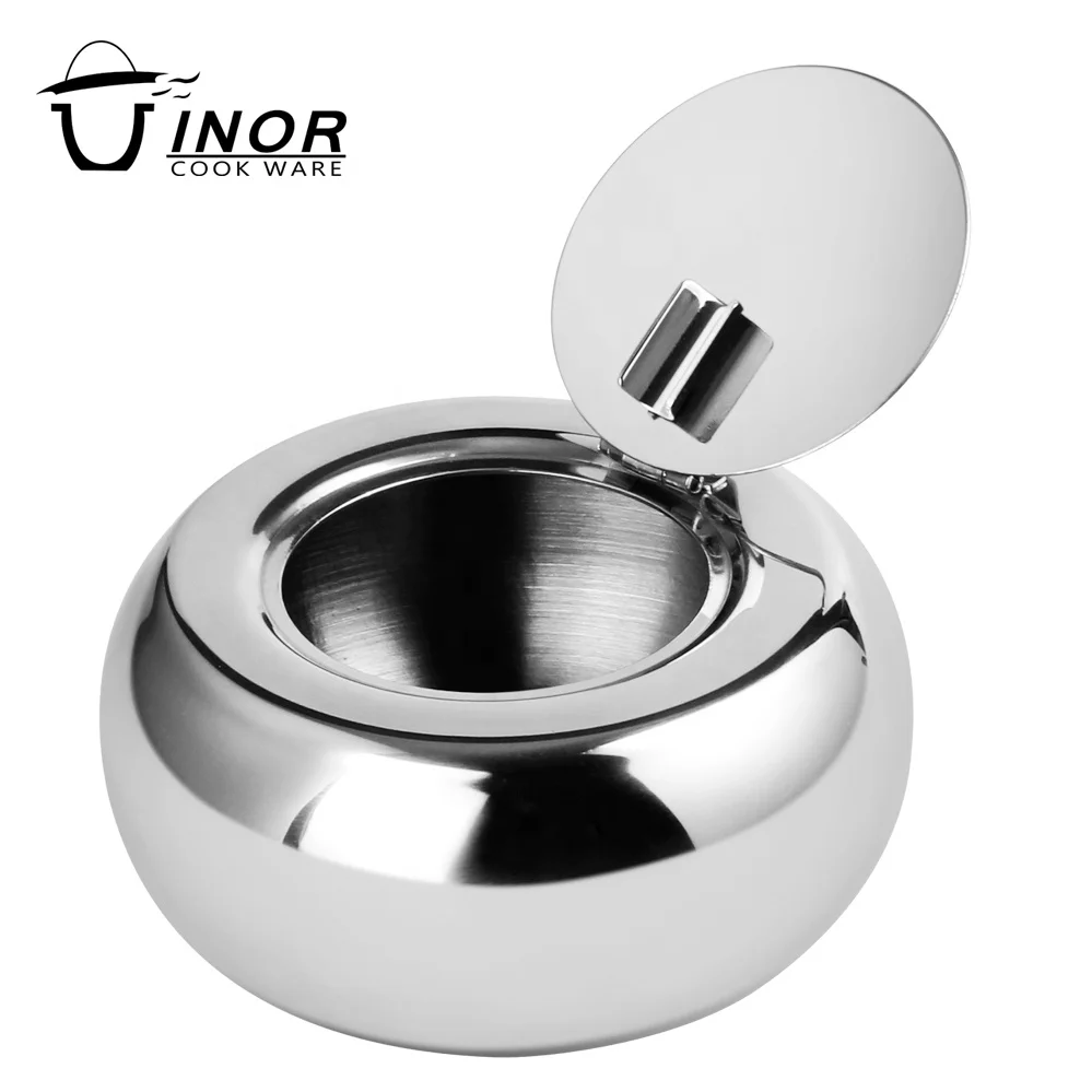 custom large capacity metal ashtray with cigarette holder position